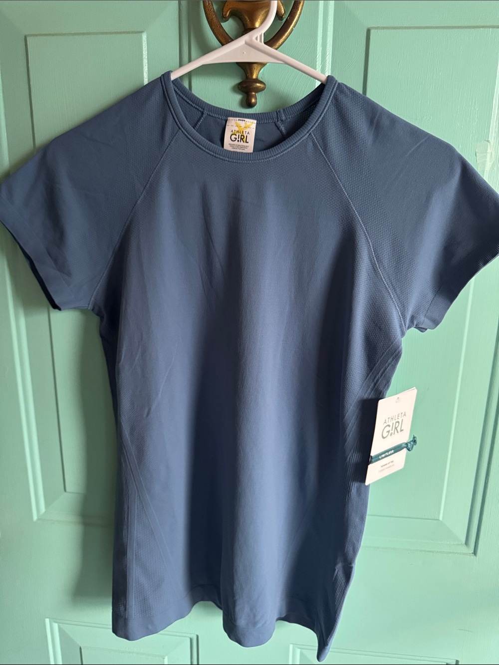 Athleta Girl Power Up T-Shirt Slate Blue Short Sleeve - Size XXL/16(